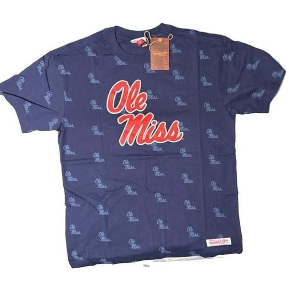 Mitchell & Ness Ole Miss t-shirt size medium blue